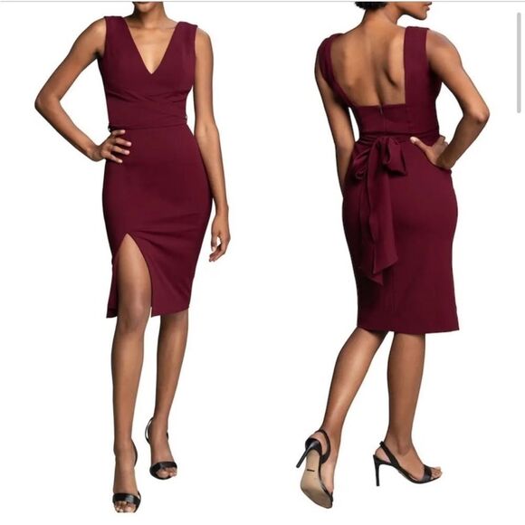 ✨NWT✨ Dress the Population Alessia Dress - Size XXS Maroon (size 0-2) - Picture 1 of 10